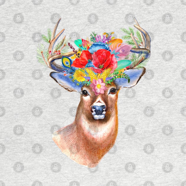 Woodland wildflower stag by NixieNoo